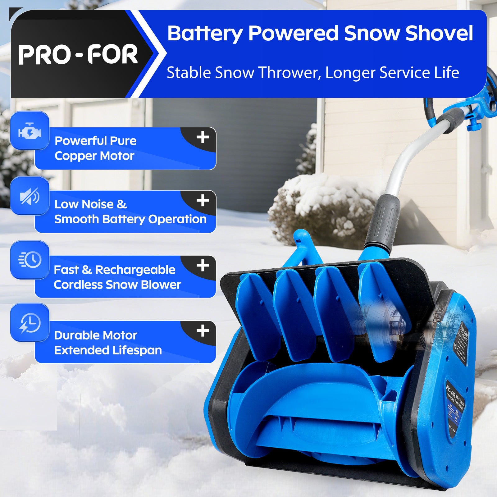 40V Cordless Snow Shovel, Lightweight Electric Snow Blower Alternative with 2×4.0Ah Batteries, 13.5" Width, 26.5FT Throw Distance, Battery Powered Snow Removal Tool for Driveway & Walkways