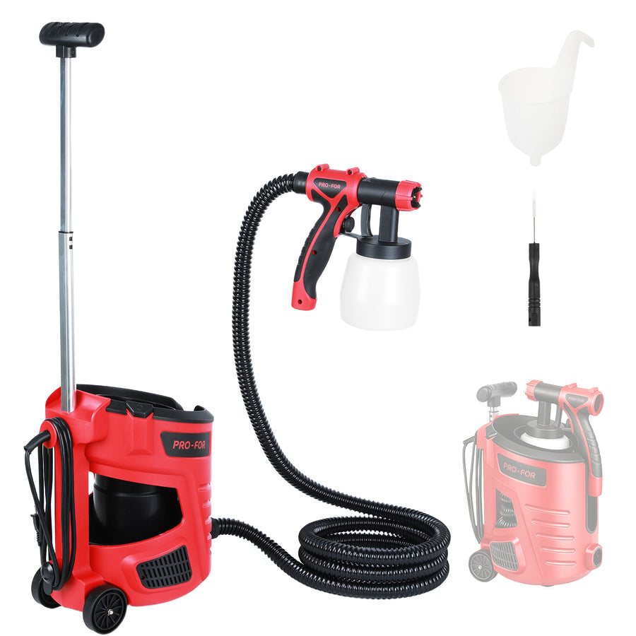 HVLP Spray Gun A104-PLD3030 Stationary HVLP Paint Sprayer, 700W Electric Spray Paint Gun, Remote Motor Base & Lightweight Handheld Gun, 1000ml/Min High Flow, 10FT Long Hose & Wheels, for House, Furniture, Cabinets, Fence