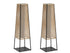 Outdoor Floor Lamp Set of 2, Rattan Solar Lanterns Outdoor Waterproof for Balcony, Deck, Garden & Patio (Natural)