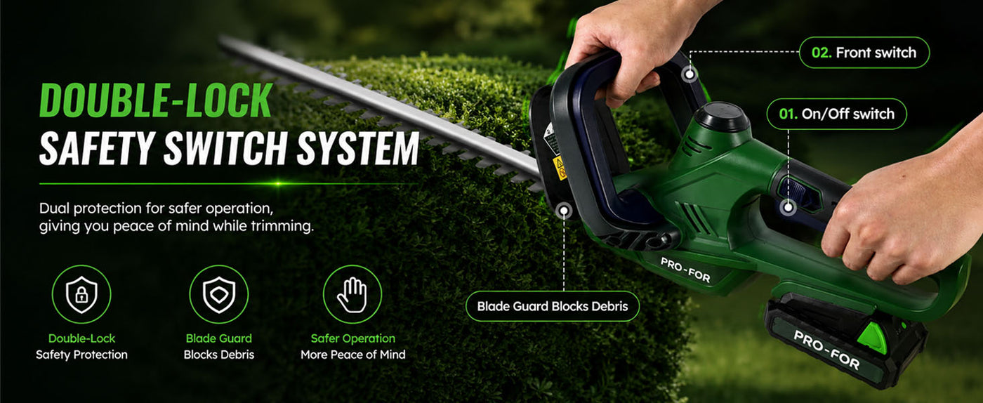 Cordless Hedge Trimmer with Battery and Charger, 20V Bush Trimmer, 22" Dual-Action Blade, 3000SPM Electric Shrub Trimmer, 0.55" Cutting, Lightweight Battery Powered for Garden & Yard