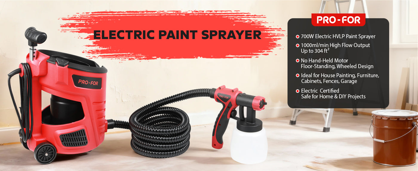 HVLP Spray Gun A104-PLD3030 Stationary HVLP Paint Sprayer, 700W Electric Spray Paint Gun, Remote Motor Base & Lightweight Handheld Gun, 1000ml/Min High Flow, 10FT Long Hose & Wheels, for House, Furniture, Cabinets, Fence
