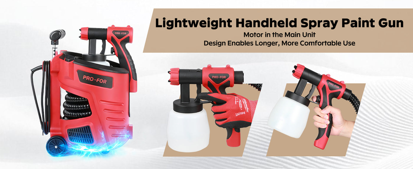 HVLP Spray Gun A104-PLD3030 Stationary HVLP Paint Sprayer, 700W Electric Spray Paint Gun, Remote Motor Base & Lightweight Handheld Gun, 1000ml/Min High Flow, 10FT Long Hose & Wheels, for House, Furniture, Cabinets, Fence