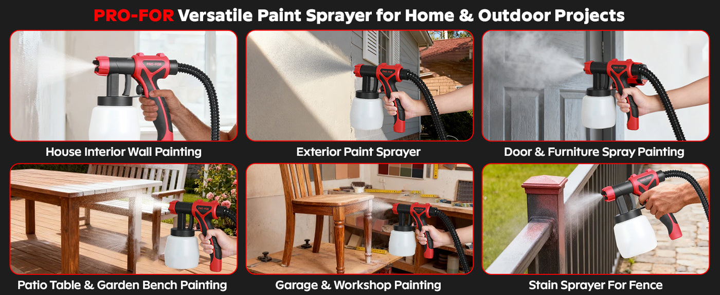 HVLP Spray Gun A104-PLD3030 Stationary HVLP Paint Sprayer, 700W Electric Spray Paint Gun, Remote Motor Base & Lightweight Handheld Gun, 1000ml/Min High Flow, 10FT Long Hose & Wheels, for House, Furniture, Cabinets, Fence