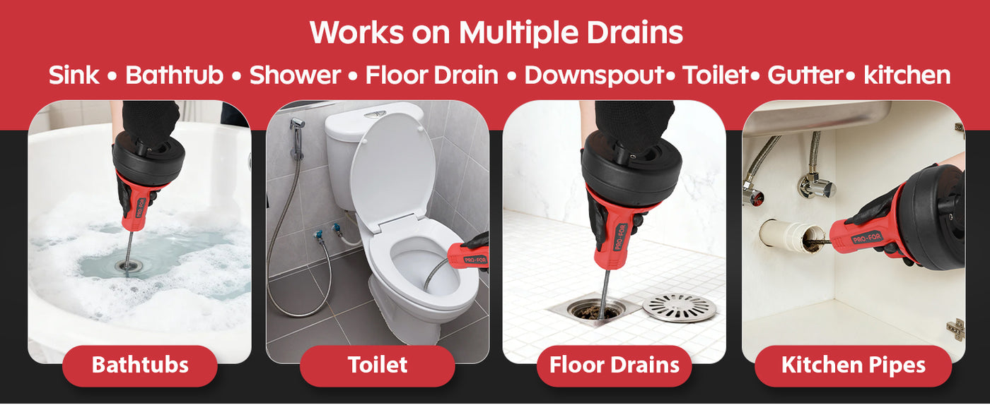 Drain Cleaner A103-6004 Drain Auger, 16.4FT Plumbing Snake Drain Clog Remover, Manual & Drill Powered Drain Snake for 0.75–2 Inch Pipes, Sink, Shower, Bathtub, Toilet, Kitchen Drain Cleaner Tool with Steel Cable