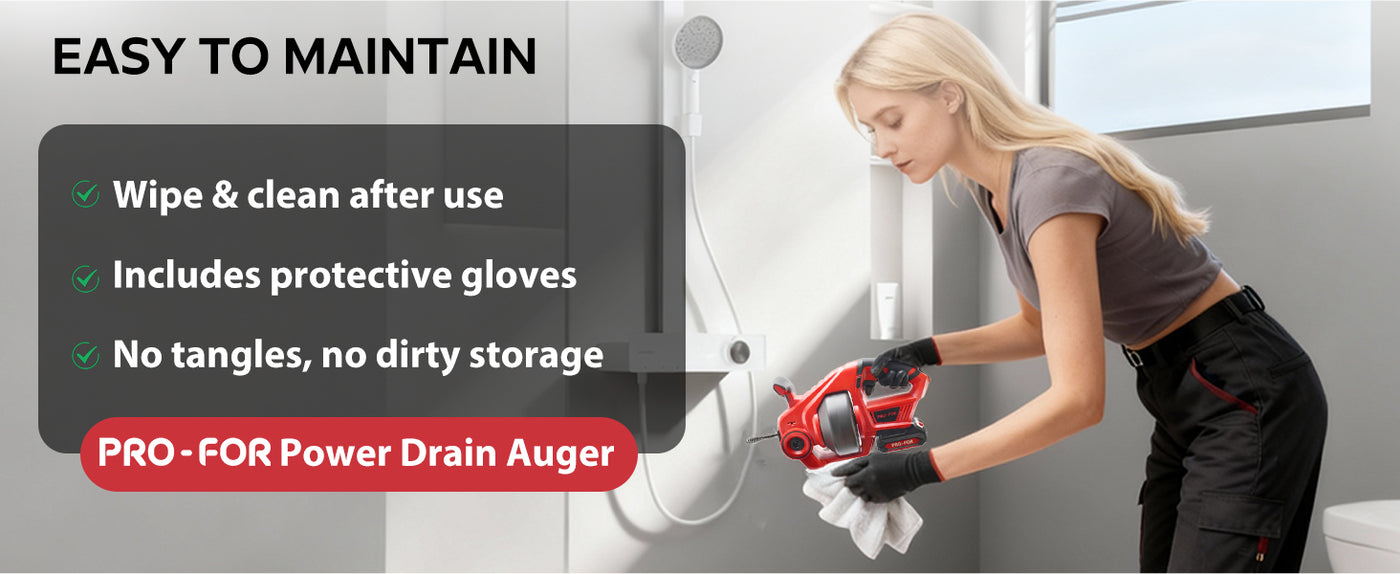 20V Drain Cleaner A103-CDC501-18 Cordless Electric Drain Auger, 25Ft Auto-Feed Drain Snake, Replaceable Cable, 2.0Ah Battery &amp; Charger, LED Light, Clog Remover for Sink, Shower, Kitchen, Bathroom Pipes (3/4"-2")