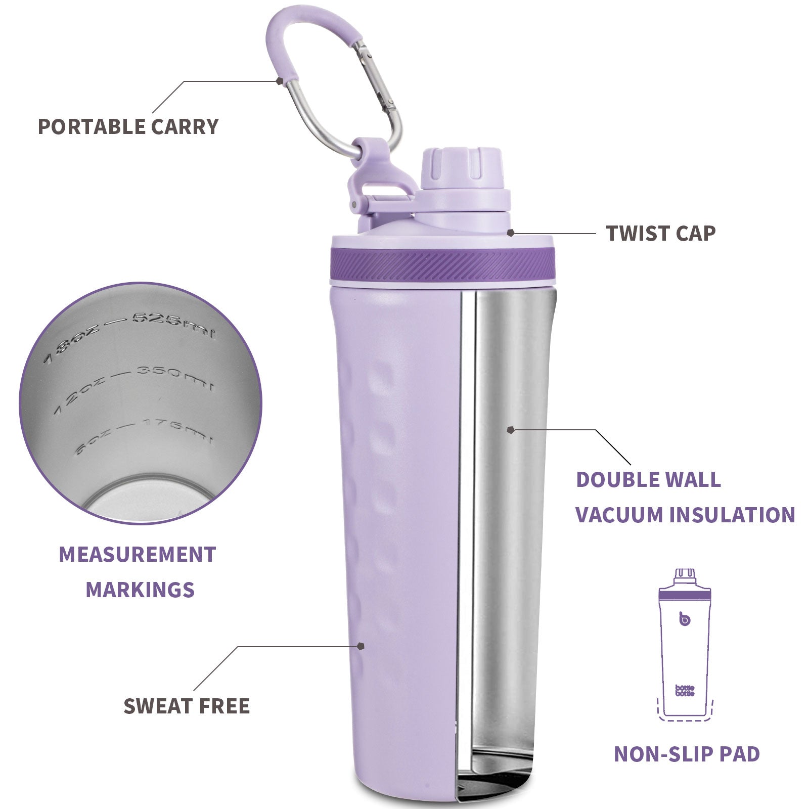 26 oz Insulated Shaker Bottle Insulated Water Bottle for Men and Women Protein Shaker for Gym Water Cup