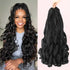 French Curl Braiding Hair 14/16 Inch 6 Packs Braiding Hair Pre Stretched Curly Crochet Hair for Women Loose Wavy French Curl Braids Synthetic Hair Extensions Natural Black 1B
