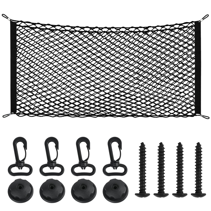 Truck Bed Cargo Net Elastic Mesh SUV Trunk Netting for Car Trunk Organizer and Truck Bed Organizer with Locking Hooks 35.4 by 15.8 Inches