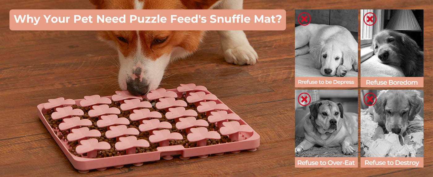 Snuffle Mat for Dogs, Lick Mat for Dogs to Slow Down Eating, Dog Puzzle Toys for Large and Medium Breed Dogs, Silicone Dog Bowls for Dry, Wet, Raw Food, Pink