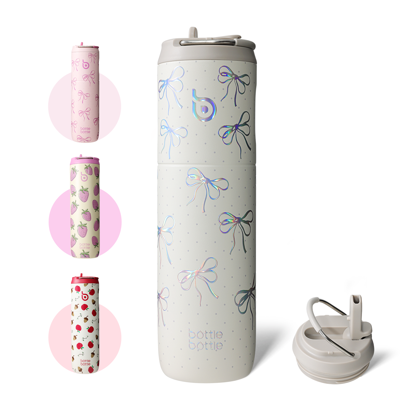 Insulated Water Bottle 24oz with Straw Lid and Handle for Sports Travel Gym Stainless Steel Water Bottles Double-Wall Vacuum Metal Leak Proof BPA-Free