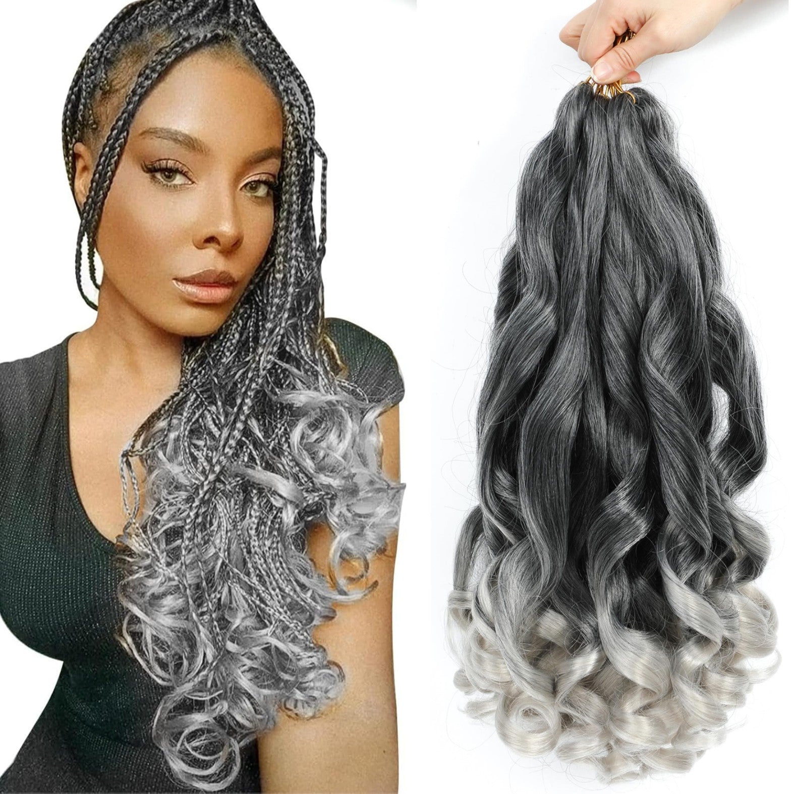 French Curly Braiding Hair 14/16 Inch Loose Wavy 6 Packs Various colors to choose from Bouncy Braiding Hair Extensions Synthetic French Curl Crochet Hair Extensions
