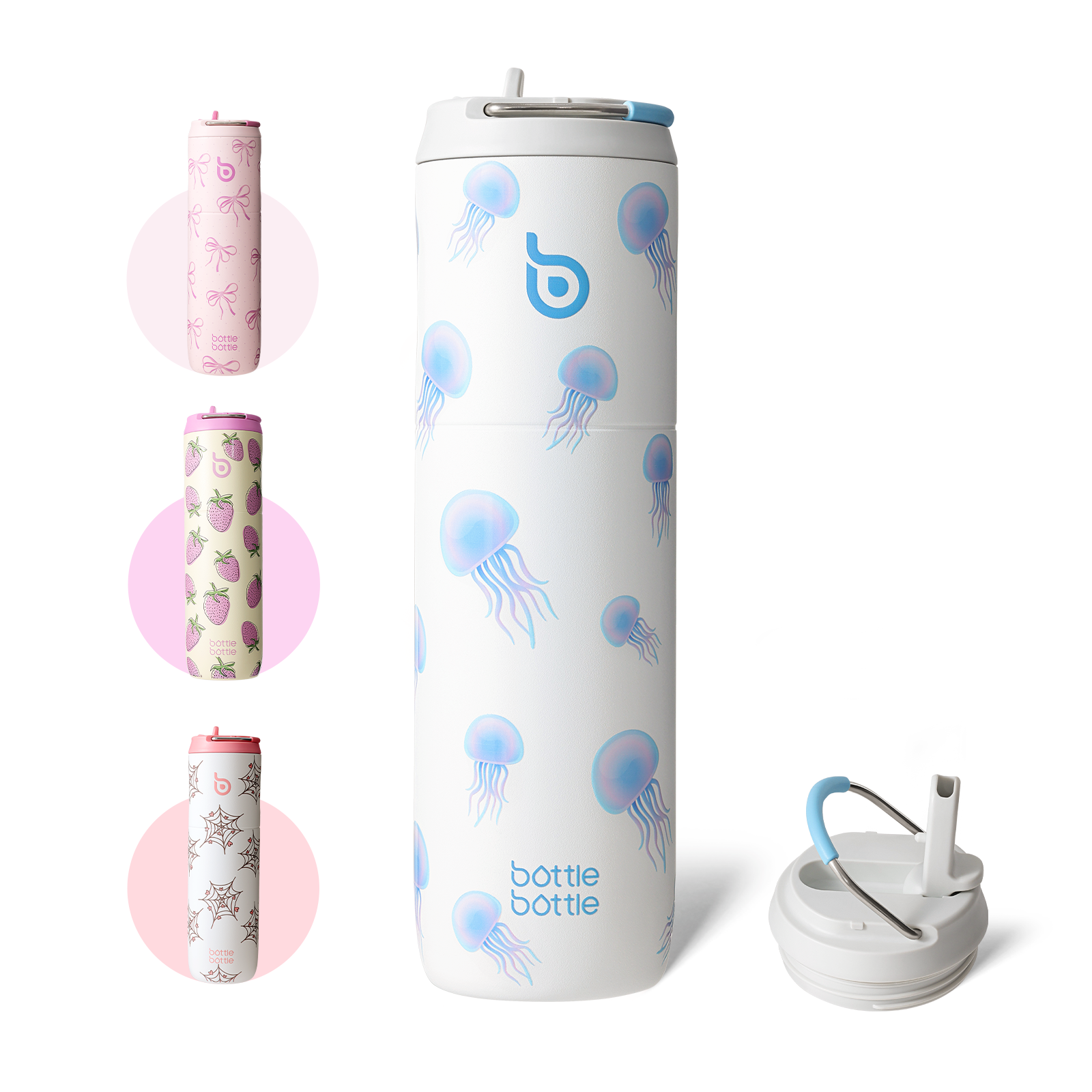 Insulated Water Bottle 24oz with Straw Lid and Handle for Sports Travel Gym Stainless Steel Water Bottles Double-Wall Vacuum Metal Leak Proof BPA-Free