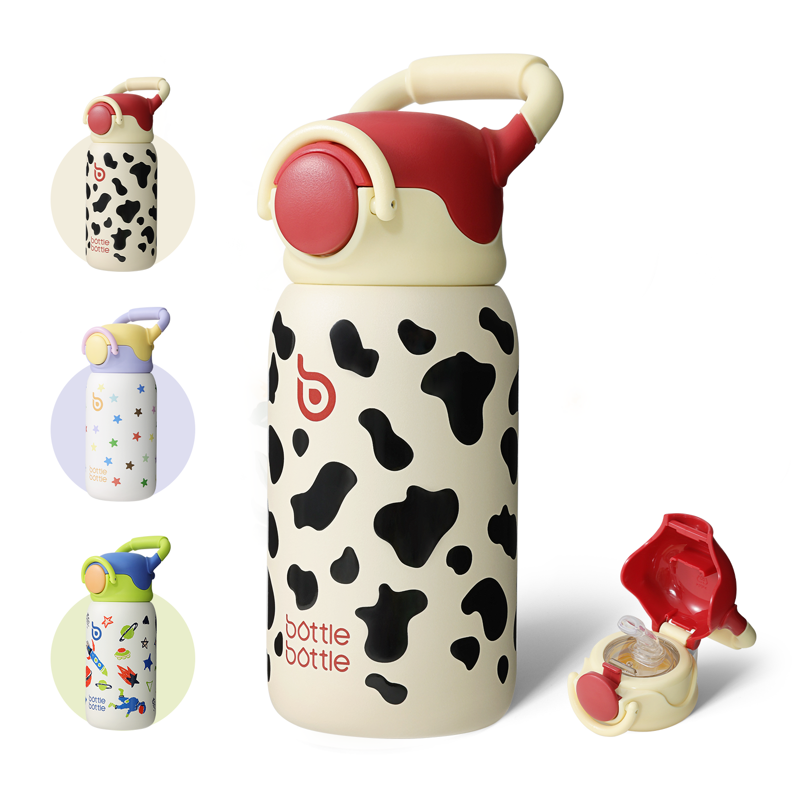 Kids Insulated Water Bottle with Straw Lid and Handle 16 oz Stainless Steel Vacuum Tumbler Water Bottles for School Outdoor Travel Gifts for Boys and Girls