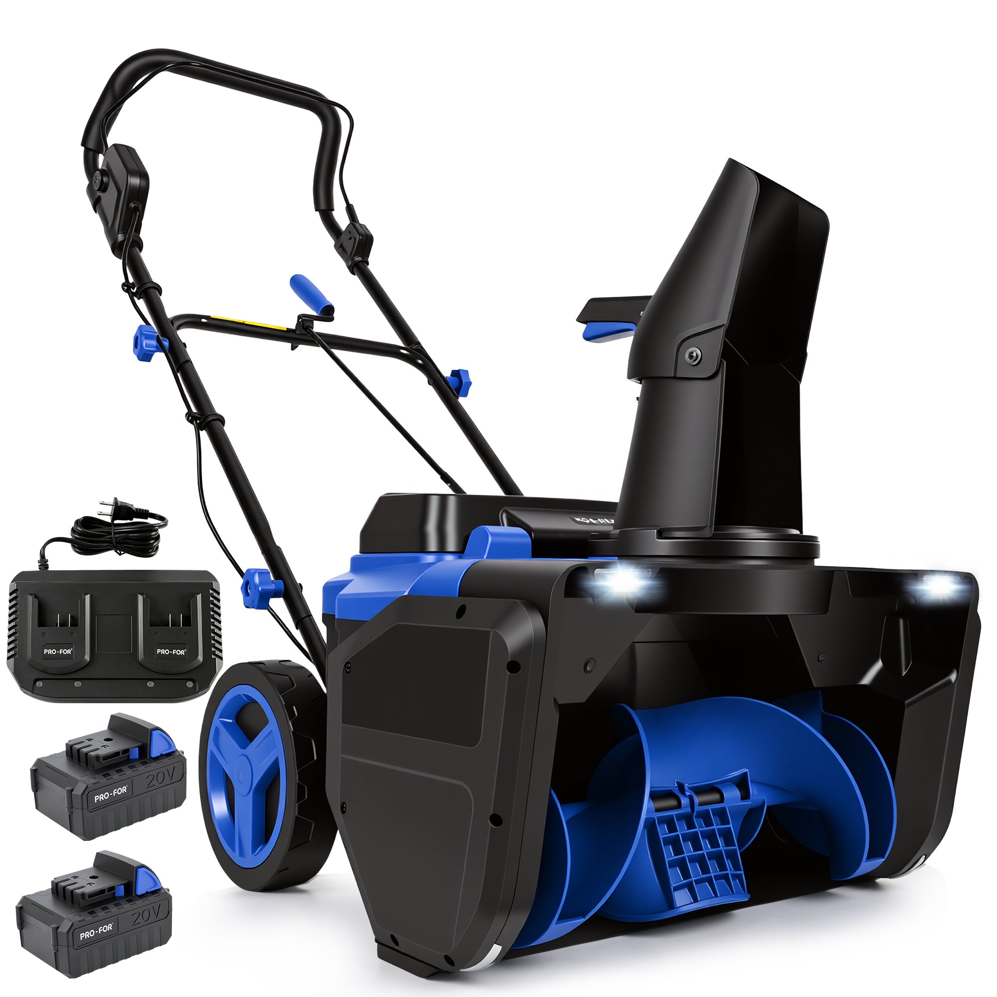 PRO-FOR 40V Brushless Cordless Snow Blower, 20-Inch, 2 x 4.0Ah Batteries