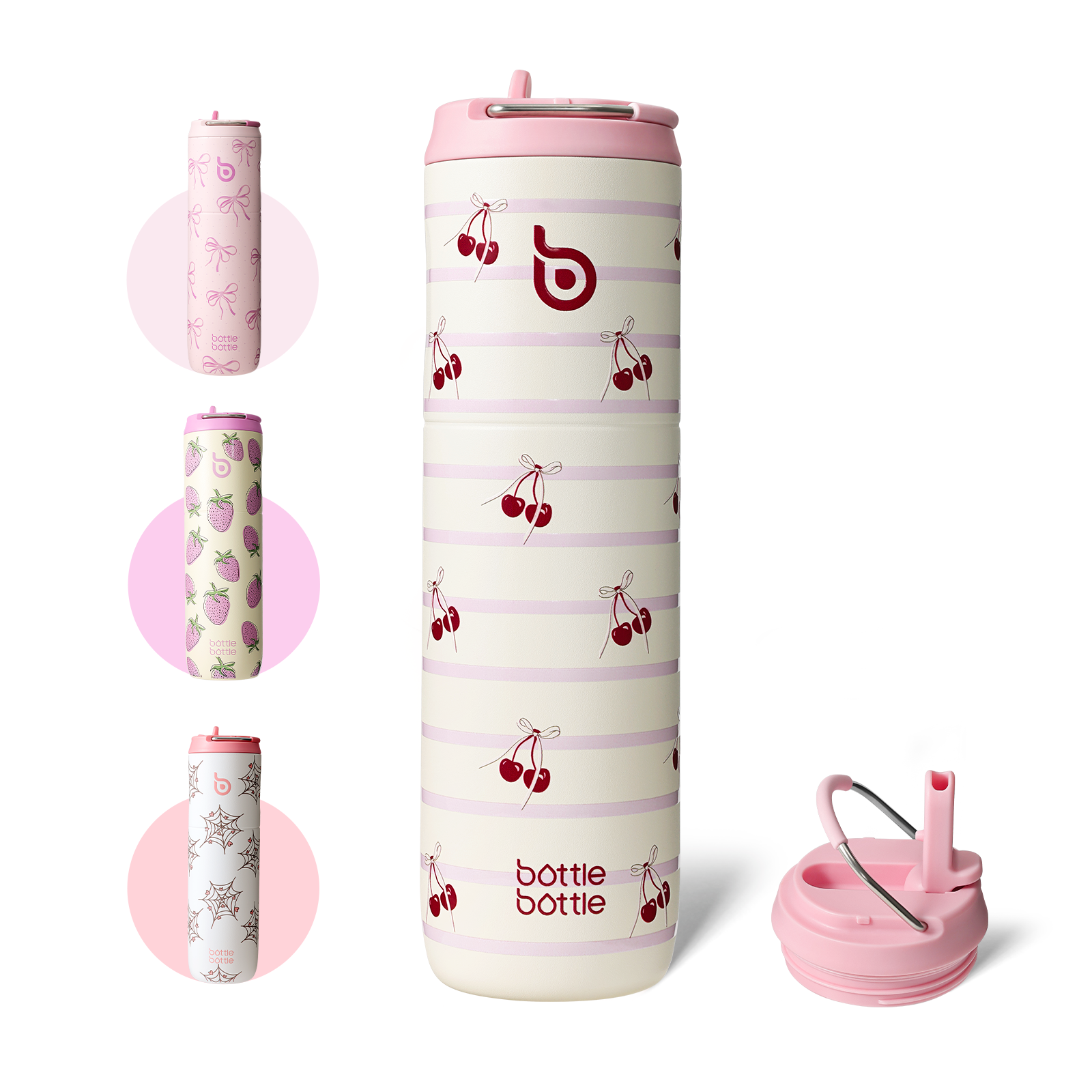 Insulated Water Bottle 24oz with Straw Lid and Handle for Sports Travel Gym Stainless Steel Water Bottles Double-Wall Vacuum Metal Leak Proof BPA-Free
