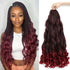 6 Packs French Curl Braiding Hair Pre Stretched 14/16 Inch Bouncy French Curly Braiding Hair Loose Wavy Ombre Burgundy French Curl Crochet Braids Hair for Women