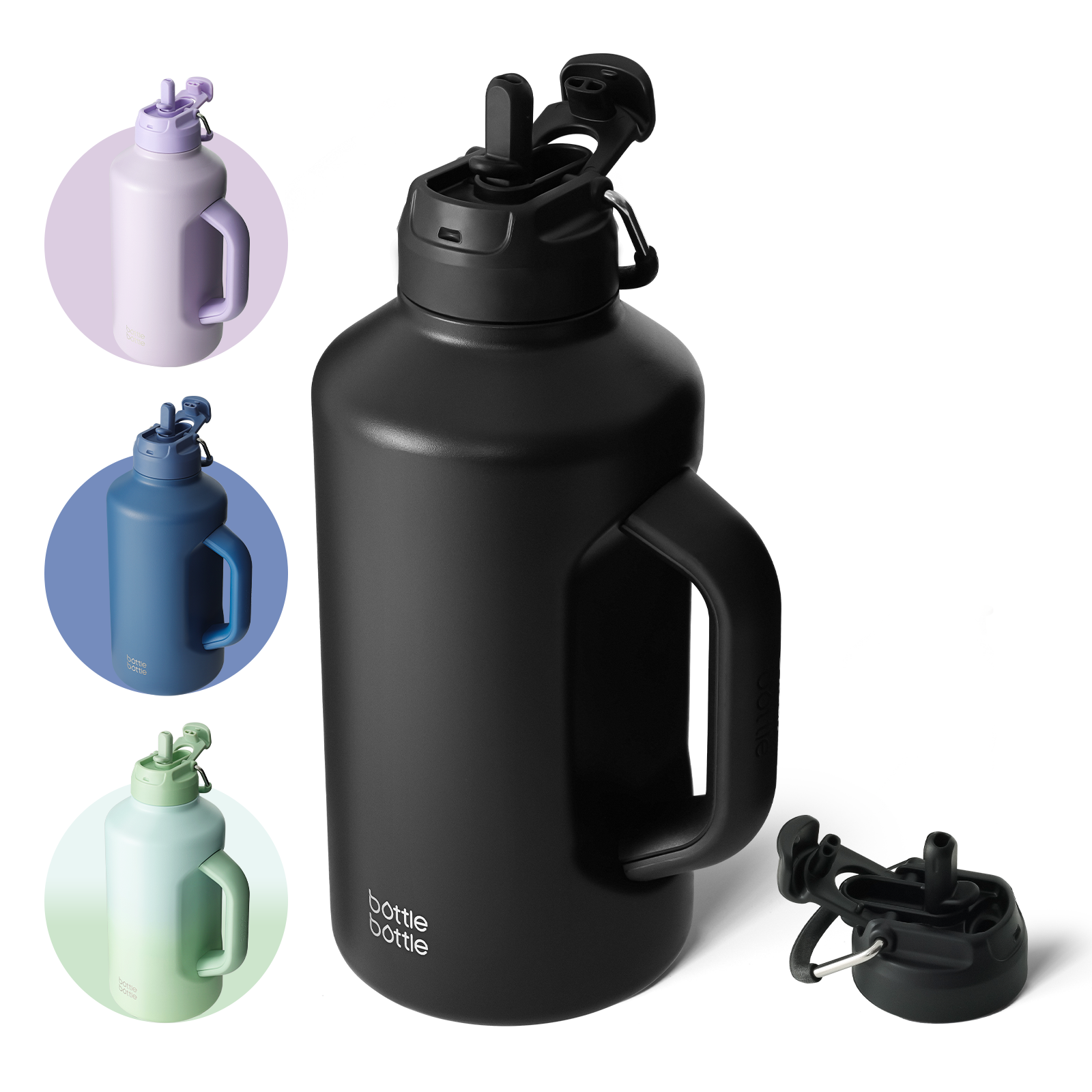 Insulated Water Bottle 64 oz with Straw and Dual-use Lid Stainless Steel Water Bottle for Men with Handle Vacuum Insulated jug for Workout Gym Soccer and Sports