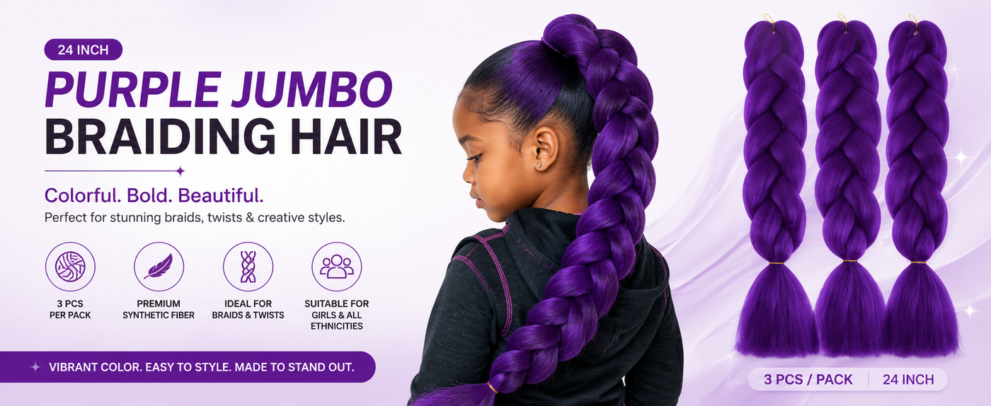 Bold Purple Braiding Hair for Creative Kids’ Styles