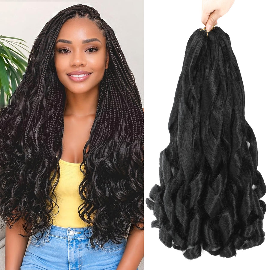 French Curly Braiding Hair 14-22 Inch Loose Wavy 6 Packs Various colors to choose from Bouncy Braiding Hair Extensions Synthetic French Curl Crochet Hair Extensions