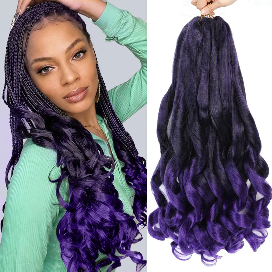 French Curl Braiding Hair 14/16 Inch Curly Braiding Hair Pre Stretched 1B/Grey Loose Wavy French Curl Hair for Women Various colors to choose from