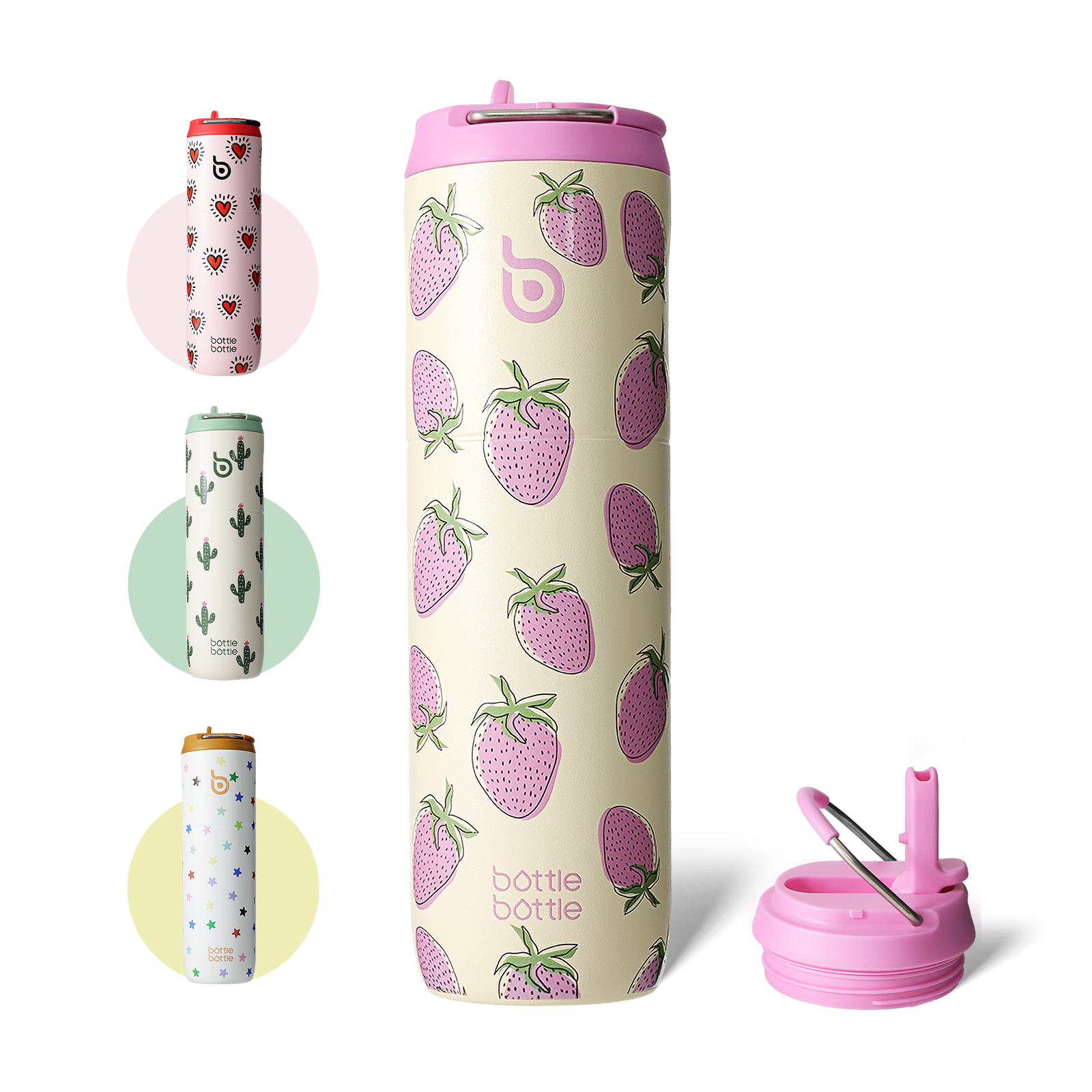 Insulated Water Bottle 24oz with Straw Lid and Handle for Sports Travel Gym Stainless Steel Water Bottles Double-Wall Vacuum Metal Leak Proof BPA-Free