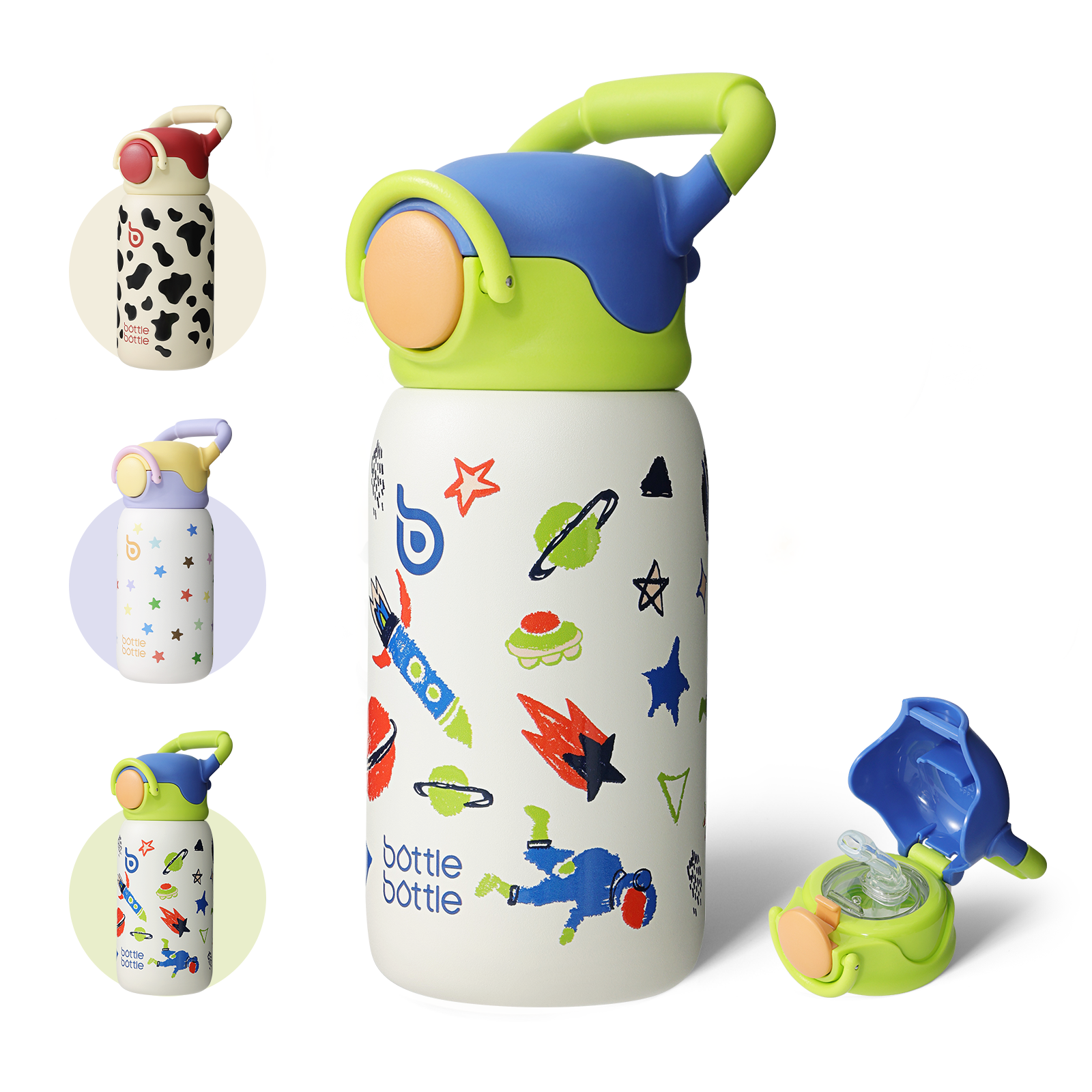 Kids Insulated Water Bottle with Straw Lid and Handle 16 oz Stainless Steel Vacuum Tumbler Water Bottles for School Outdoor Travel Gifts for Boys and Girls