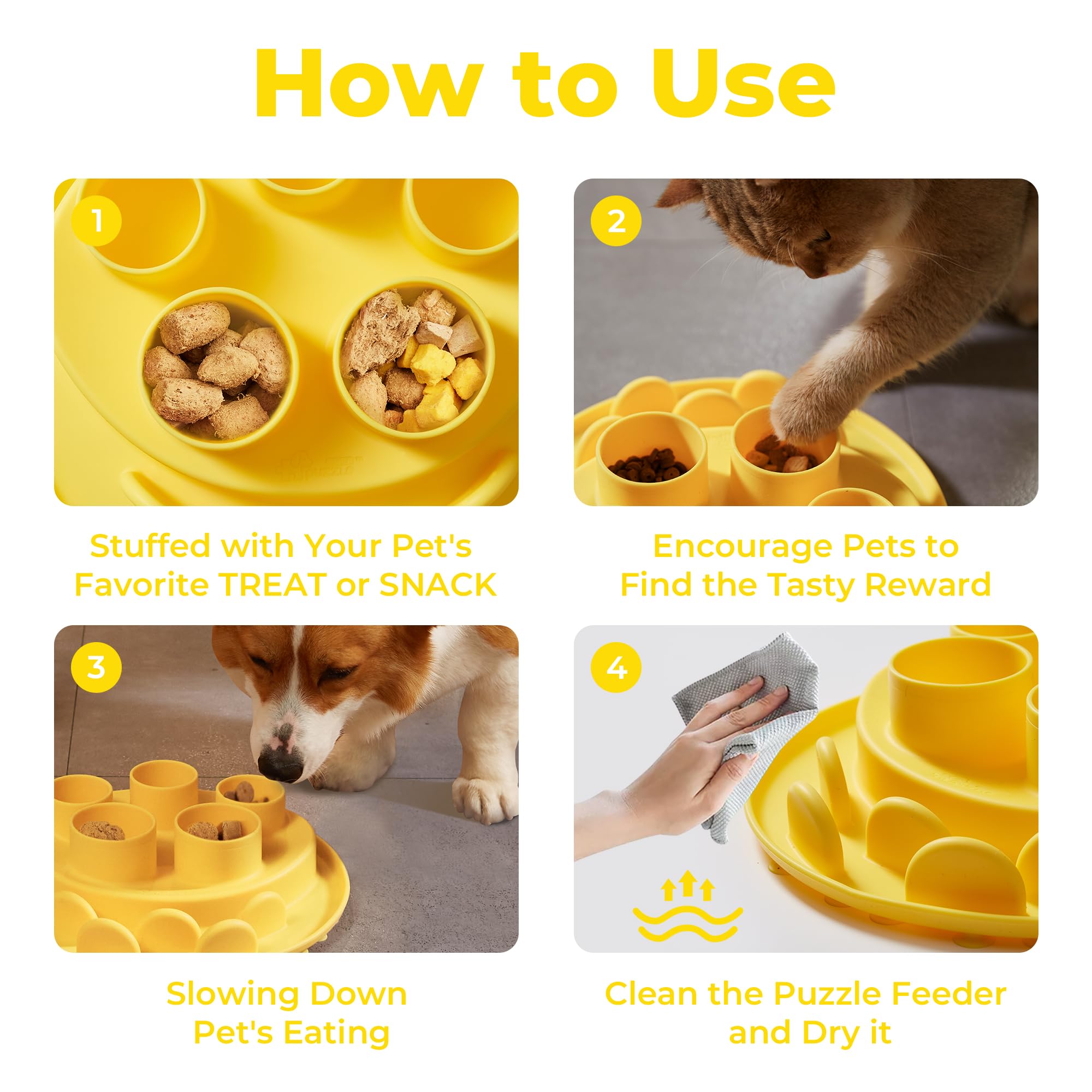 Cat Slow Feeder, Interactive Cat Puzzle Toy for Mental Stimulation, Dishwasher Safe Silicone Cat Enrichment Toys, Reduces Boredom and Training Intelligence