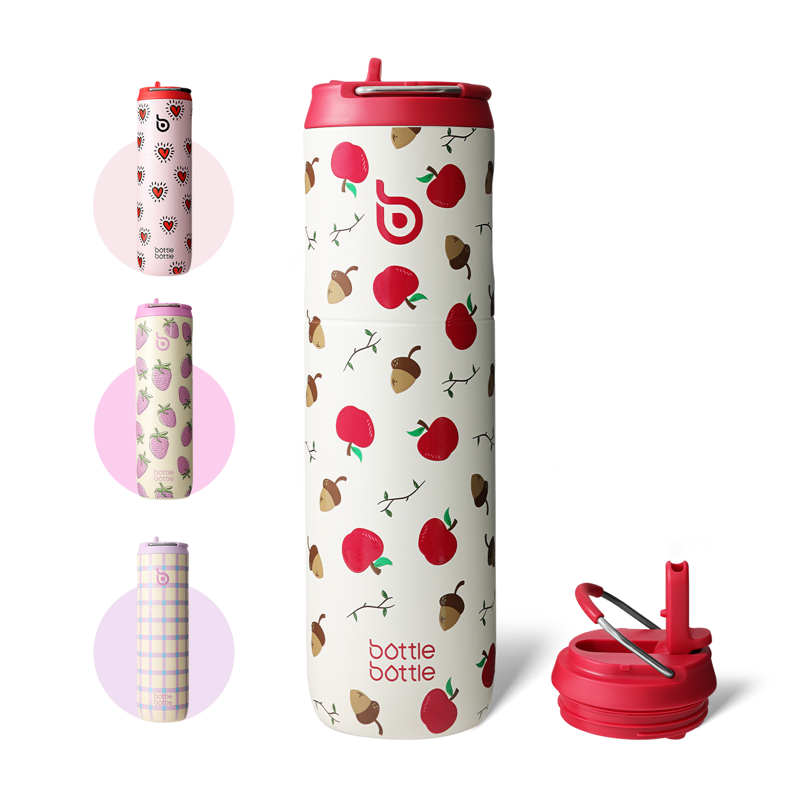 Insulated Water Bottle 24oz with Straw Lid and Handle for Sports Travel Gym Stainless Steel Water Bottles Double-Wall Vacuum Metal Leak Proof BPA-Free