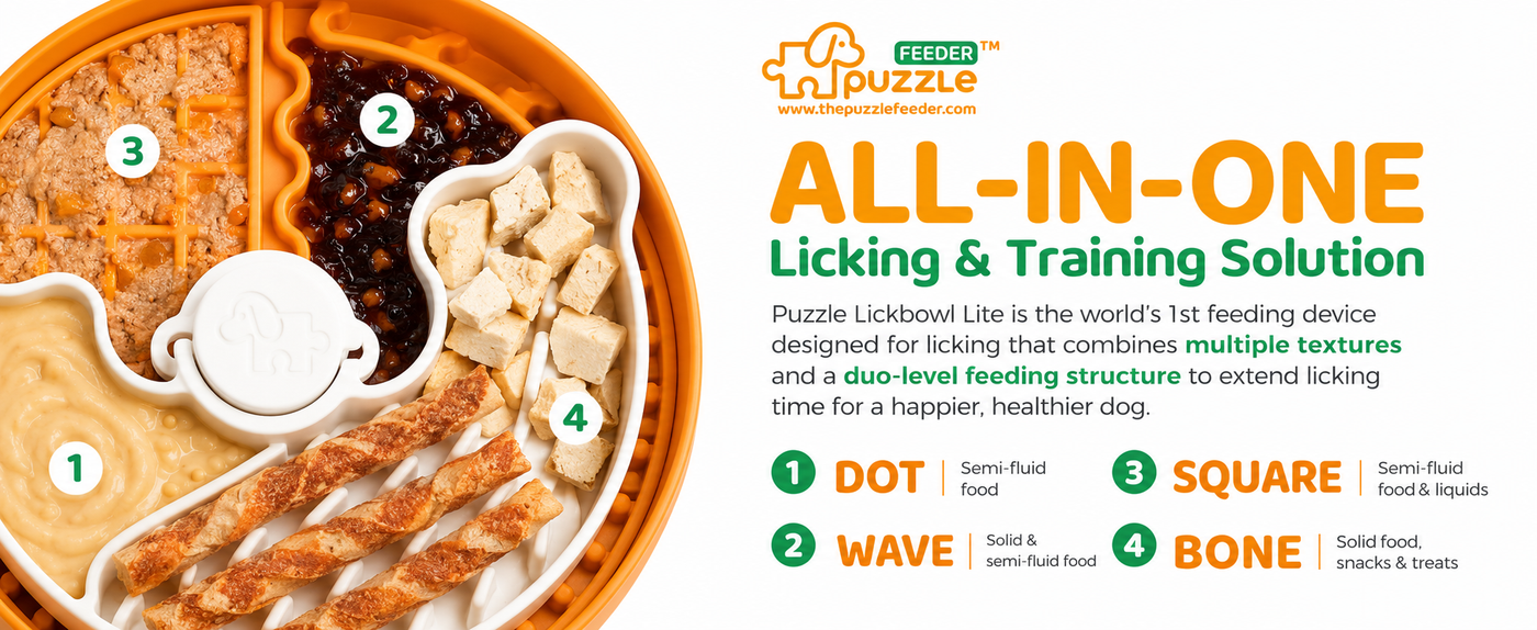 Slow Feeder Dog Bowl for Puppies with Non-Slip Base - Adjustable Speed Design, Removable Puzzle Inserts & Dishwasher Safe, Green