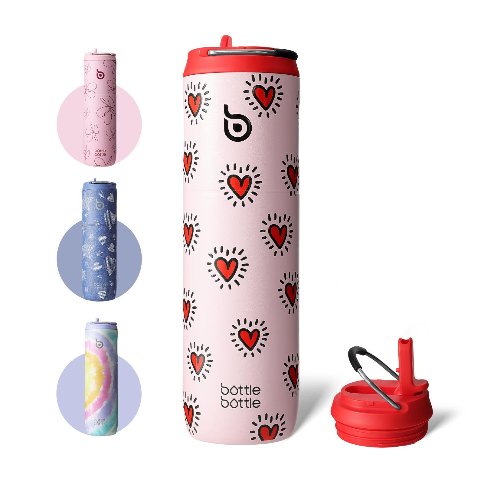 Insulated Water Bottle 24oz with Straw Lid and Handle for Sports Travel Gym Stainless Steel Water Bottles Double-Wall Vacuum Metal Leak Proof BPA-Free