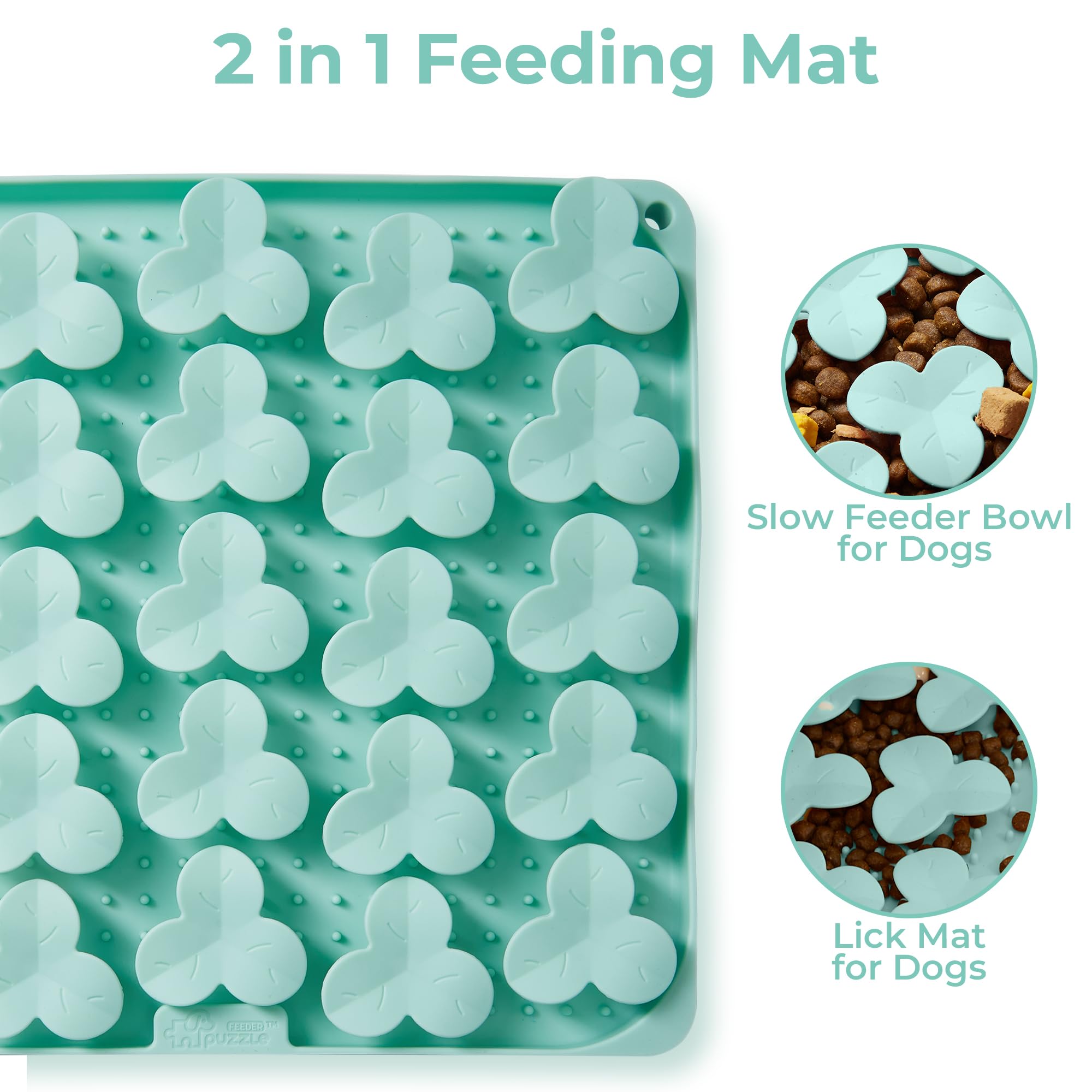 Snuffle Mat for Dogs, Lick Mat for Dogs to Slow Down Eating, Dog Puzzle Toys for Large and Medium Breed Dogs, Silicone Dog Bowls for Dry, Wet, Raw Food, Green