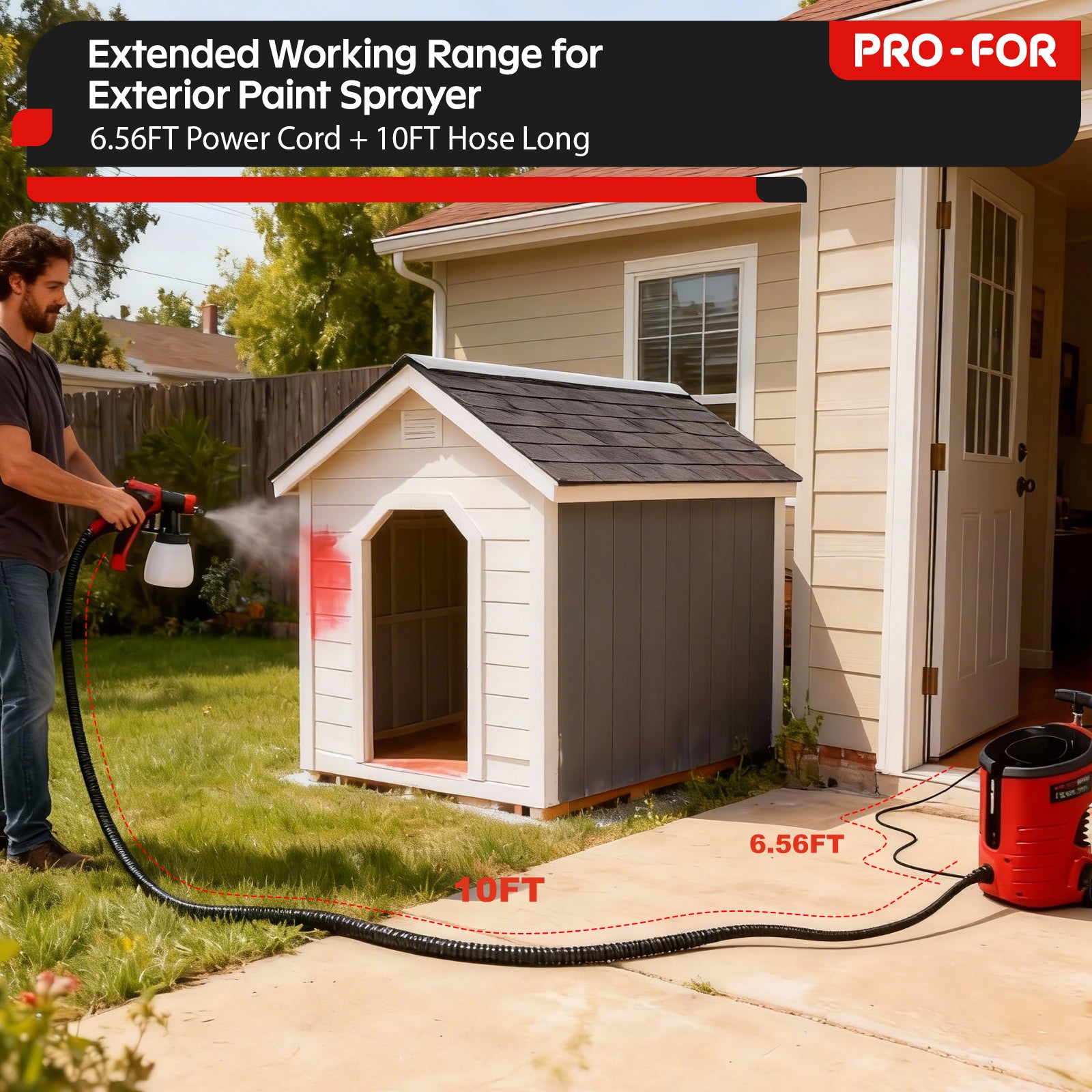 HVLP Spray Gun A104-PLD3030 Stationary HVLP Paint Sprayer, 700W Electric Spray Paint Gun, Remote Motor Base & Lightweight Handheld Gun, 1000ml/Min High Flow, 10FT Long Hose & Wheels, for House, Furniture, Cabinets, Fence