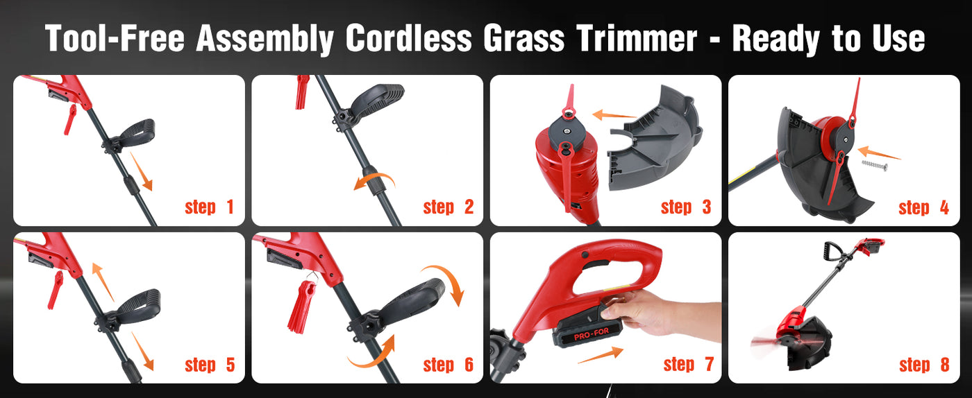 20V Lightweight Stringless Grass Trimmer, Battery Powered Weed Eater, Cordless Electric Weed Trimmer with Battery and Charger