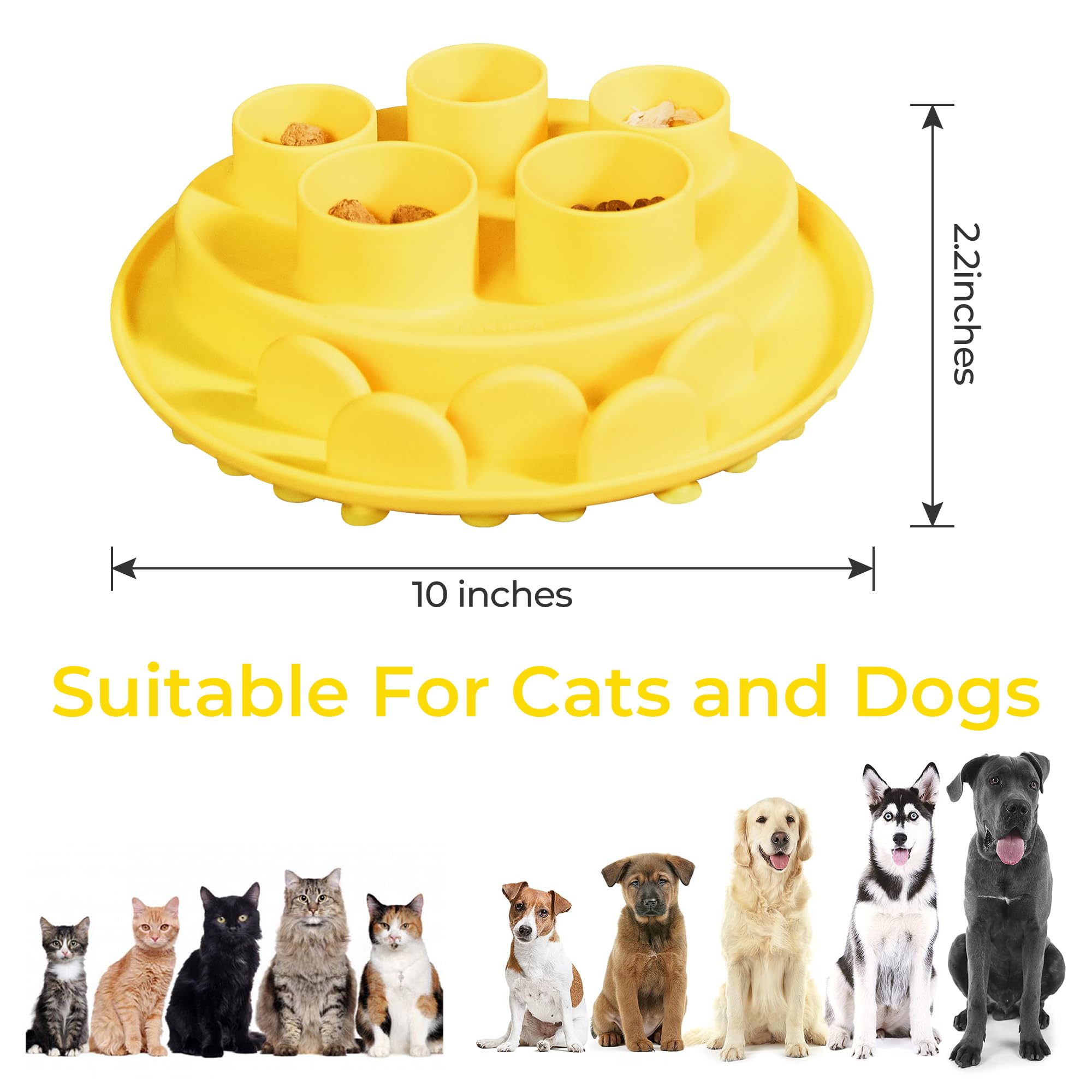 Cat Slow Feeder, Interactive Cat Puzzle Toy for Mental Stimulation, Dishwasher Safe Silicone Cat Enrichment Toys, Reduces Boredom and Training Intelligence