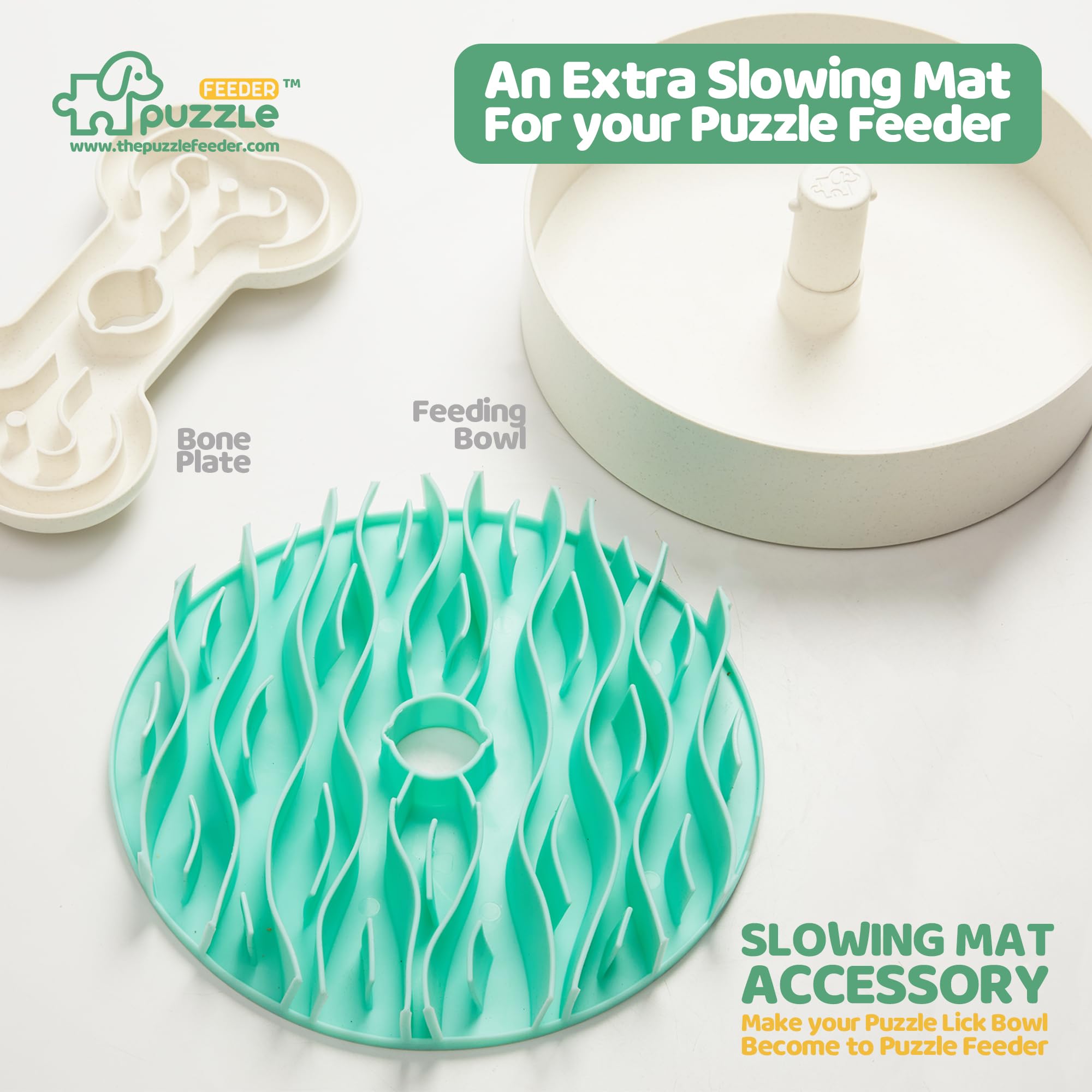 Insert, Dog Bowl Slow Feeder Accessories, Transform Your Lick Bowl to Slow Feeder Insert Dog Bowl, 6 Cups 9.8 Inch Green