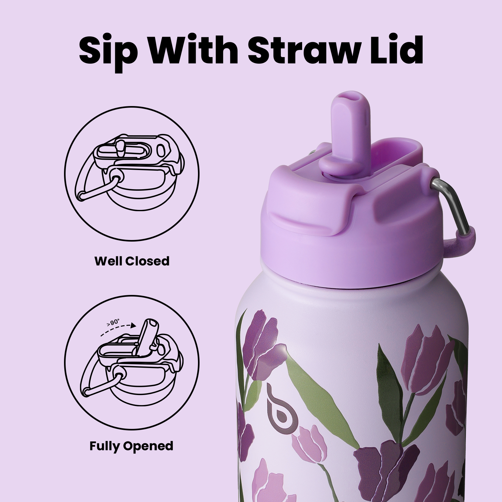 32oz Insulated Water Bottle Stainless Steel Sport Water Bottle with Straw Dual-use Lid Design for Gym with Pill Box