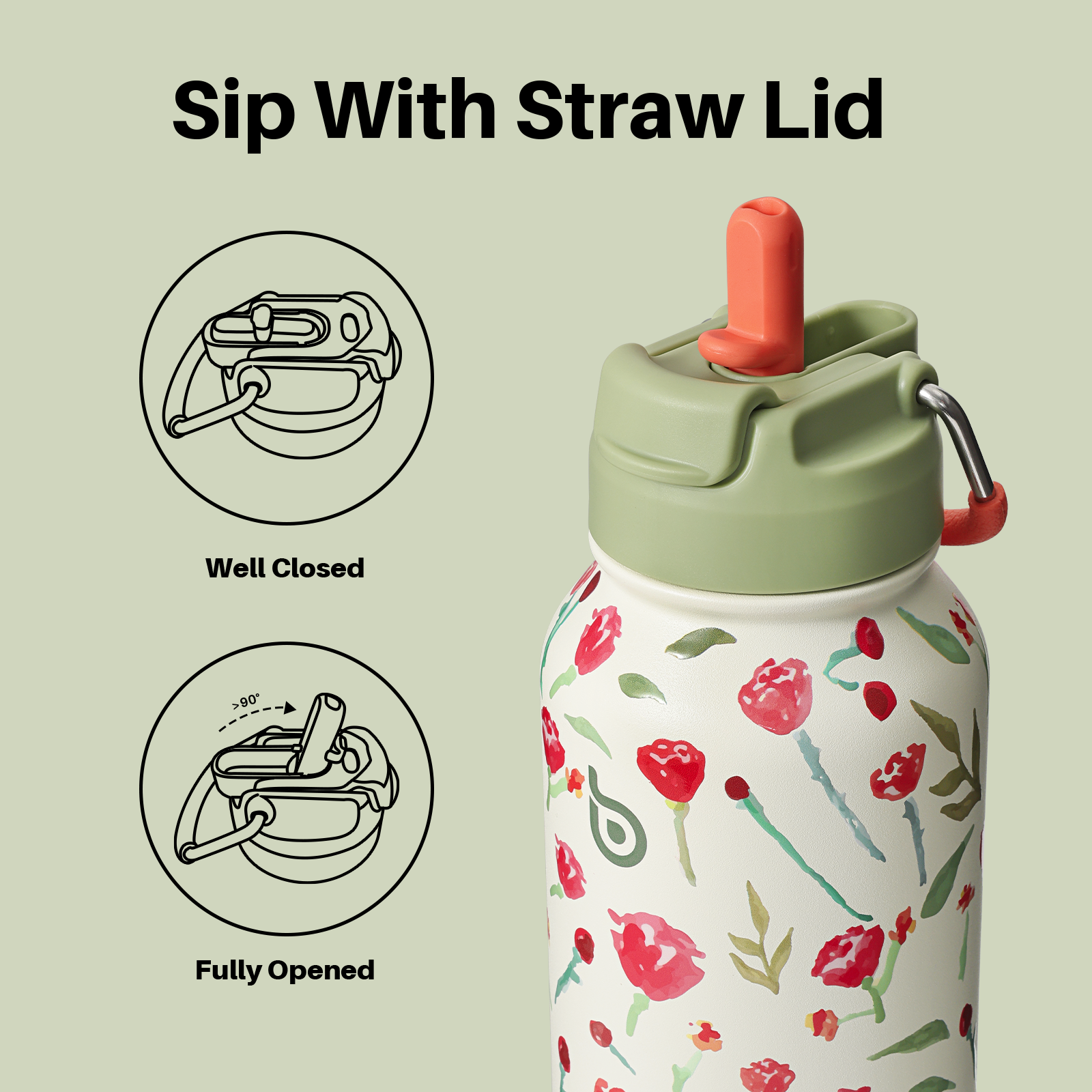 32oz Insulated Water Bottle Stainless Steel Sport Water Bottle with Straw Dual-use Lid Design for Gym with Pill Box