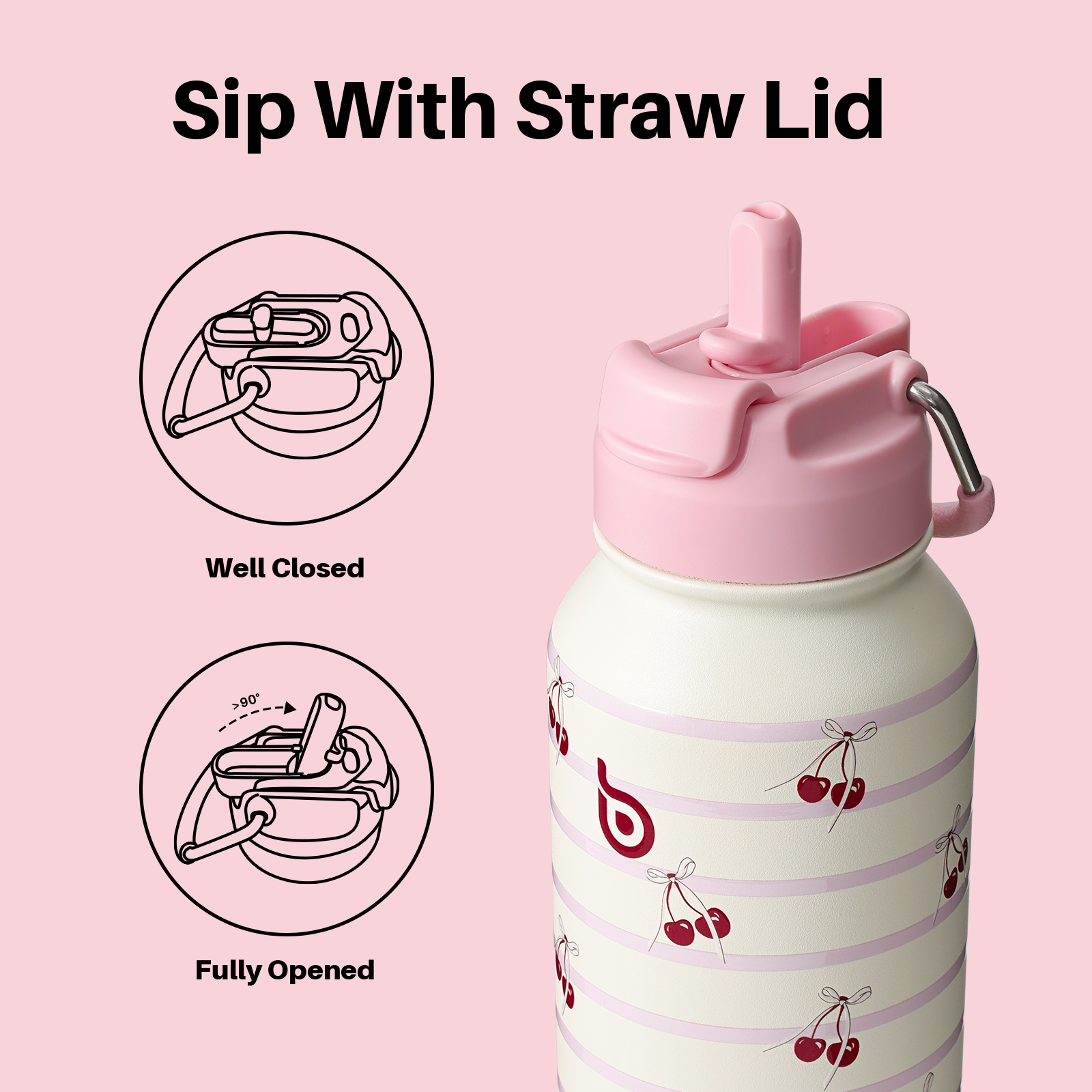 32oz Insulated Water Bottle Stainless Steel Sport Water Bottle with Straw Dual-use Lid Design for Gym with Pill Box