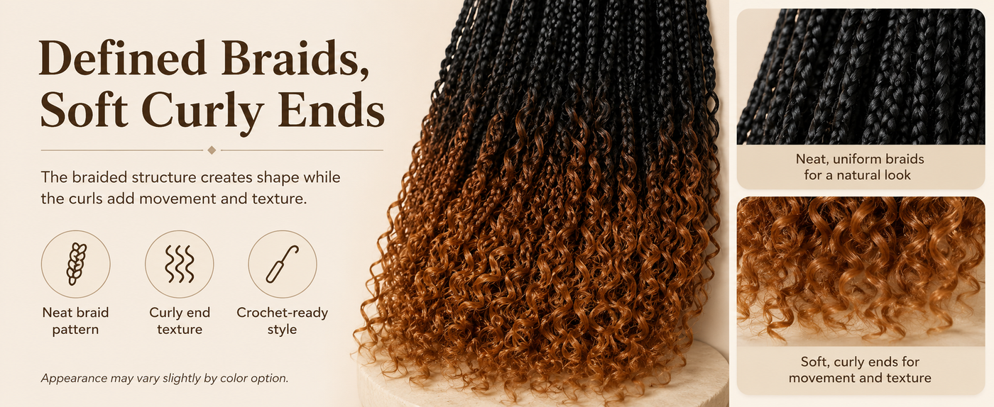 12/14 Inch Boho Box Braids 8 Pack Goddess Box Braids Bohemian Box Braids Crochet Hair Crochet Box Braids With Curly Ends For Women Black Burgundy Color