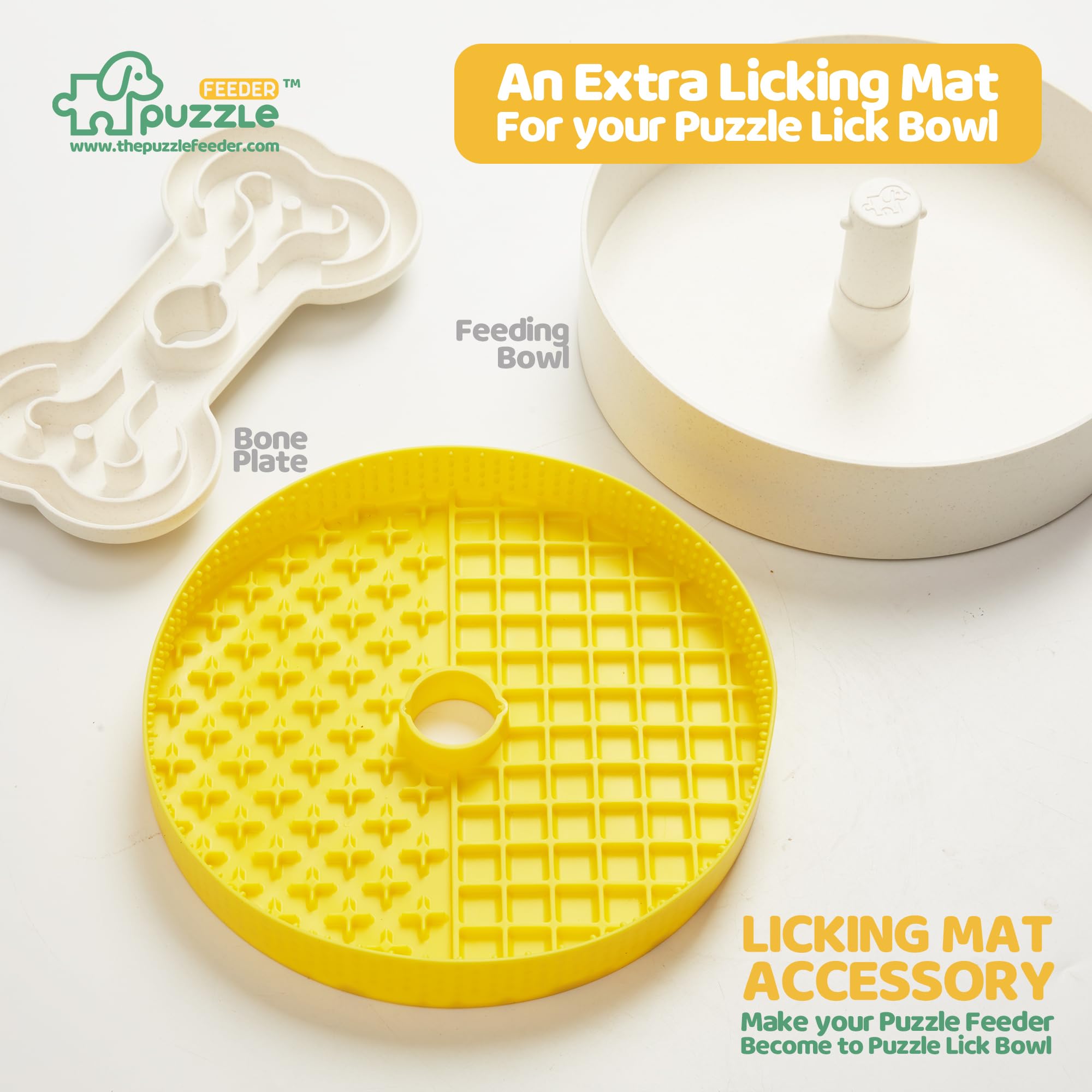 Insert, Dog Bowl Slow Feeder Accessories, Transform Your Lick Bowl to Slow Feeder Insert Dog Bowl, 6 Cups 9.8 Inch Yellow