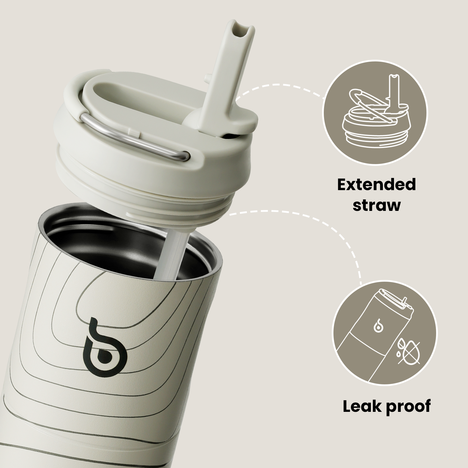 Insulated Water Bottle 24oz with Straw Lid and Handle for Sports Travel Gym Stainless Steel Water Bottles Double-Wall Vacuum Metal Leak Proof BPA-Free