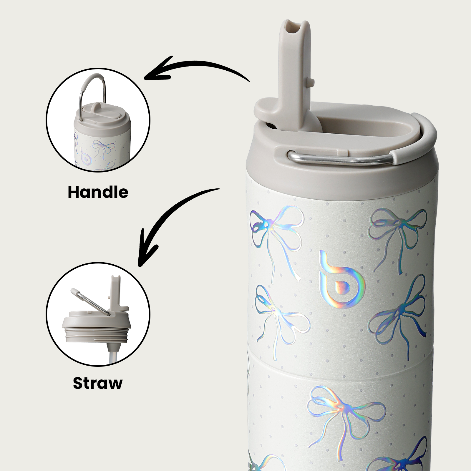 Insulated Water Bottle 24oz with Straw Lid and Handle for Sports Travel Gym Stainless Steel Water Bottles Double-Wall Vacuum Metal Leak Proof BPA-Free