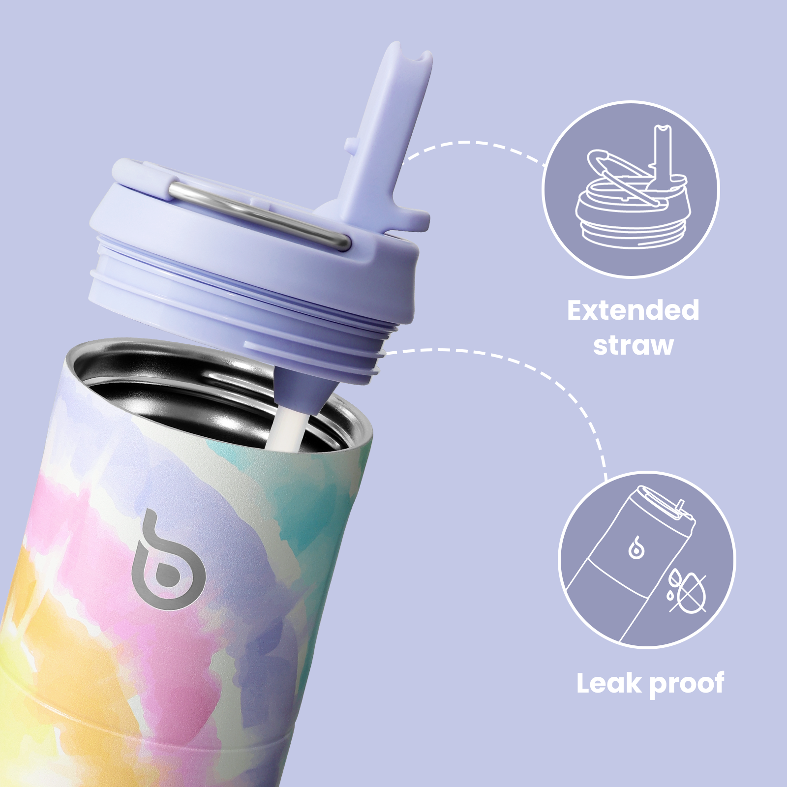 Insulated Water Bottle 24oz with Straw Lid and Handle for Sports Travel Gym Stainless Steel Water Bottles Double-Wall Vacuum Metal Leak Proof BPA-Free