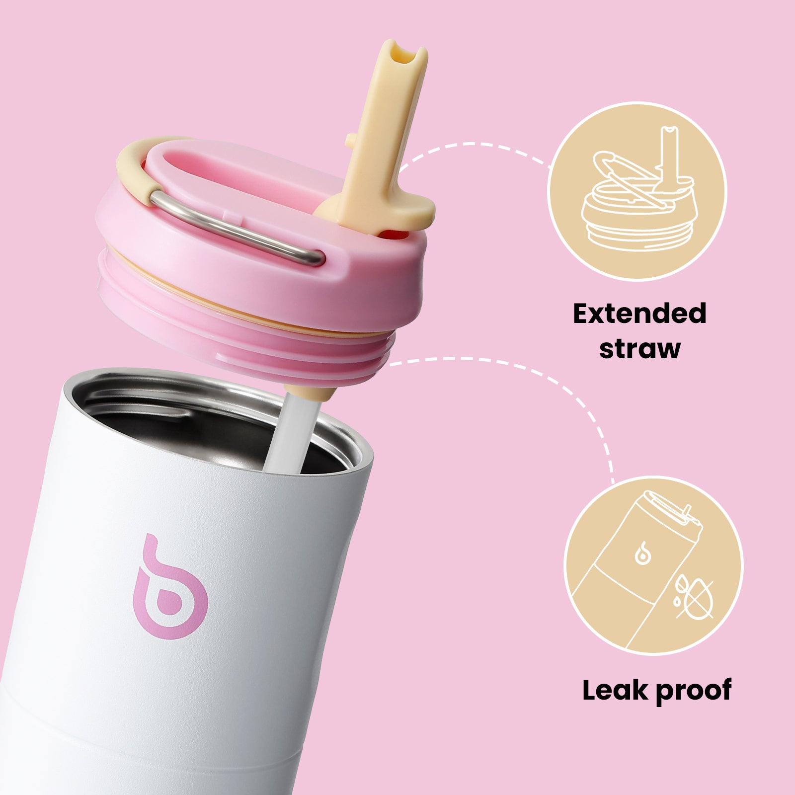 Insulated Water Bottle 24oz with Straw Lid and Handle for Sports Travel Gym Stainless Steel Water Bottles Double-Wall Vacuum Metal Leak Proof BPA-Free