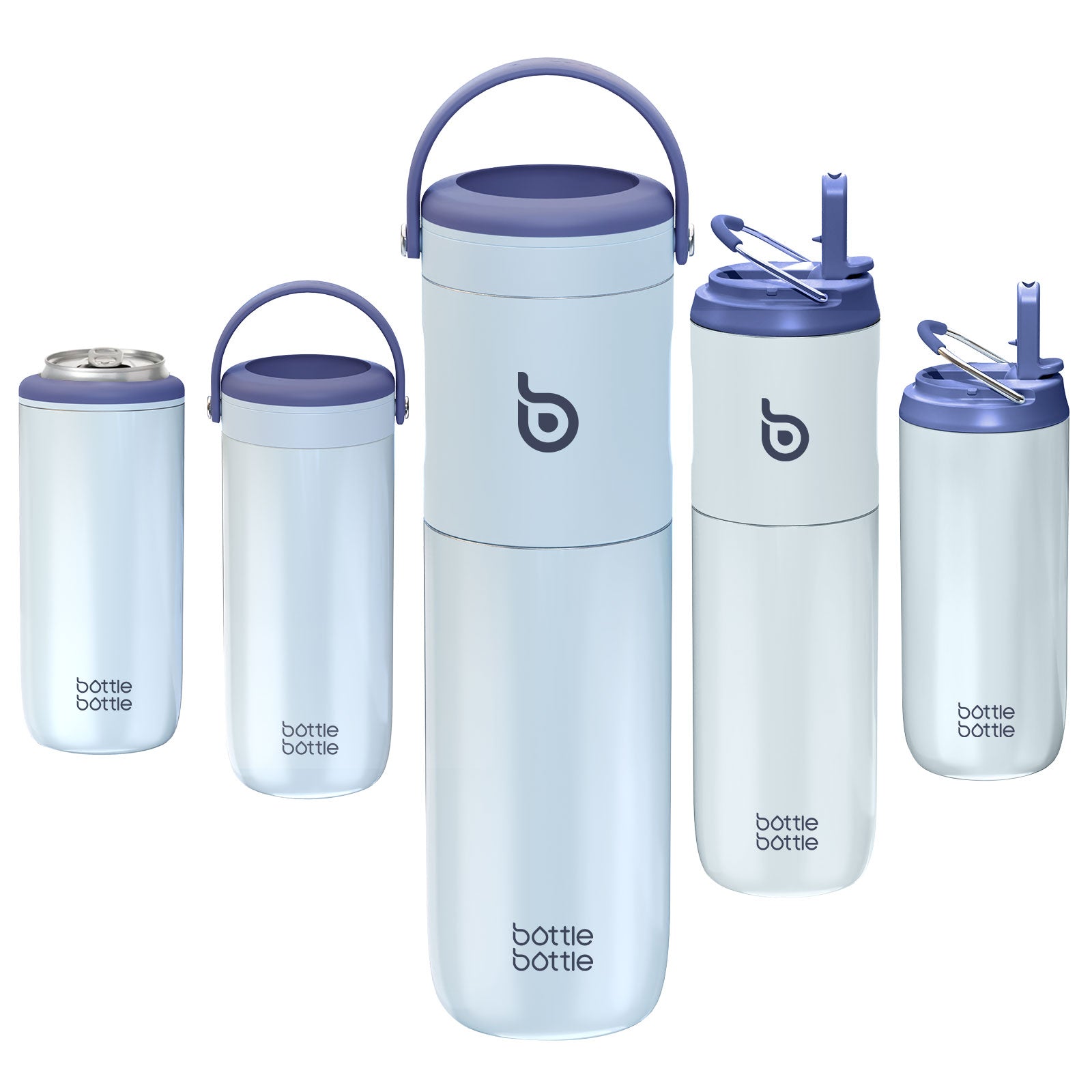 Insulated Water Bottle for Sports with Straw,2 lids,18 oz 3IN1 Water Bottles for Slim Can Coolers and Kids Tumbler, Stainless Steel Metal Bottles for Outdoor Activities