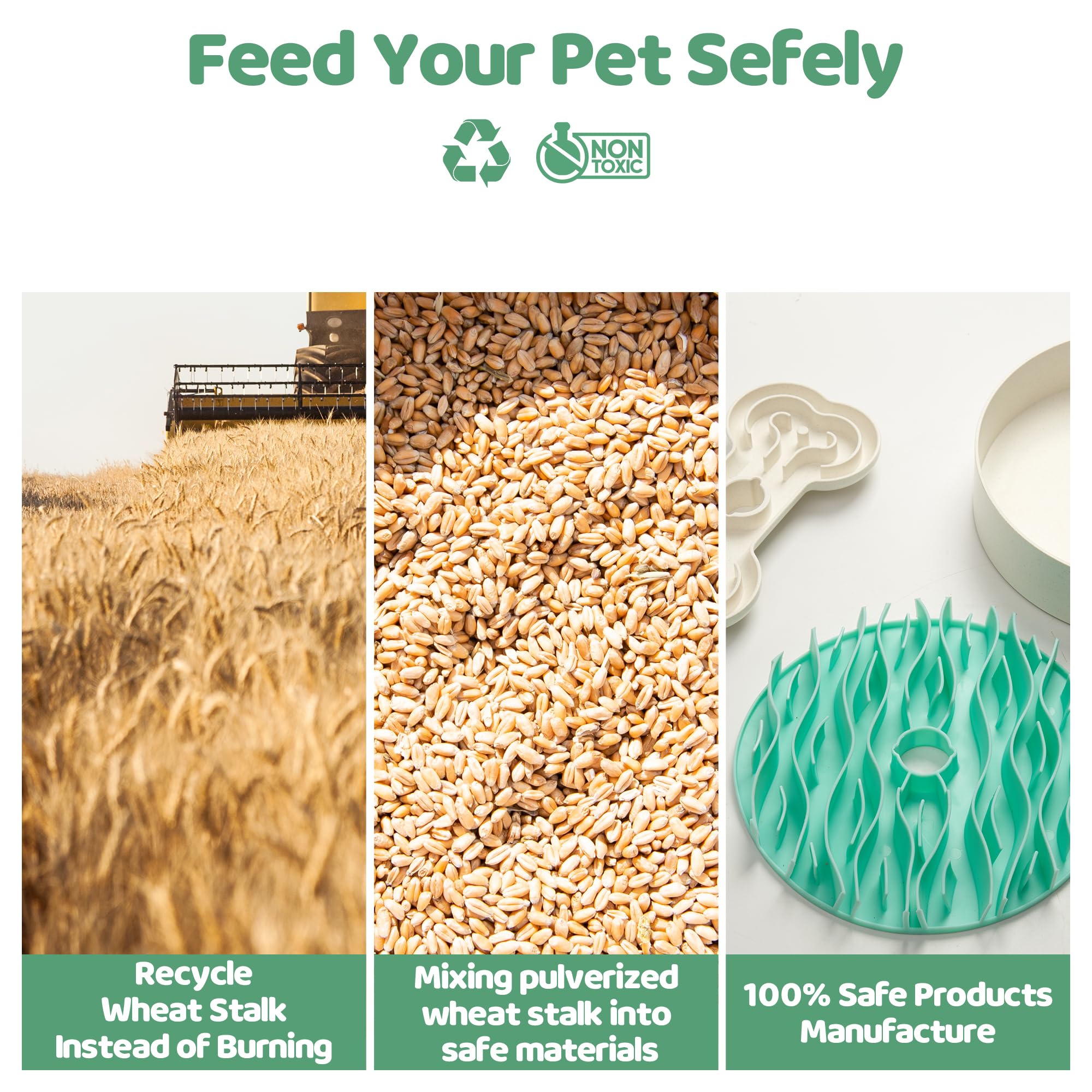 Slow Feeder Dog Bowl for Large Dogs with Non-Slip Base - Adjustable Speed Design, Removable Puzzle Inserts & Dishwasher Safe, Green