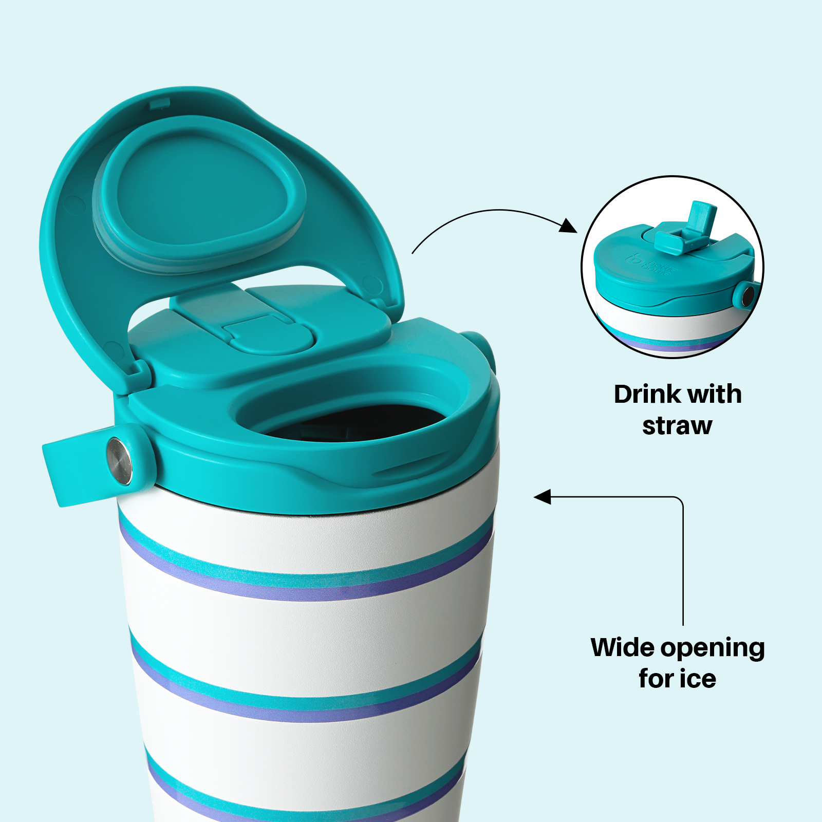 Insulated Tumbler with Handle & Straw Lid, 30oz Stainless Steel Leak-Proof Water Bottle for Hot & Cold Drinks, Add Ice Without Unscrewing, BPA-Free for Travel, Sports, Office