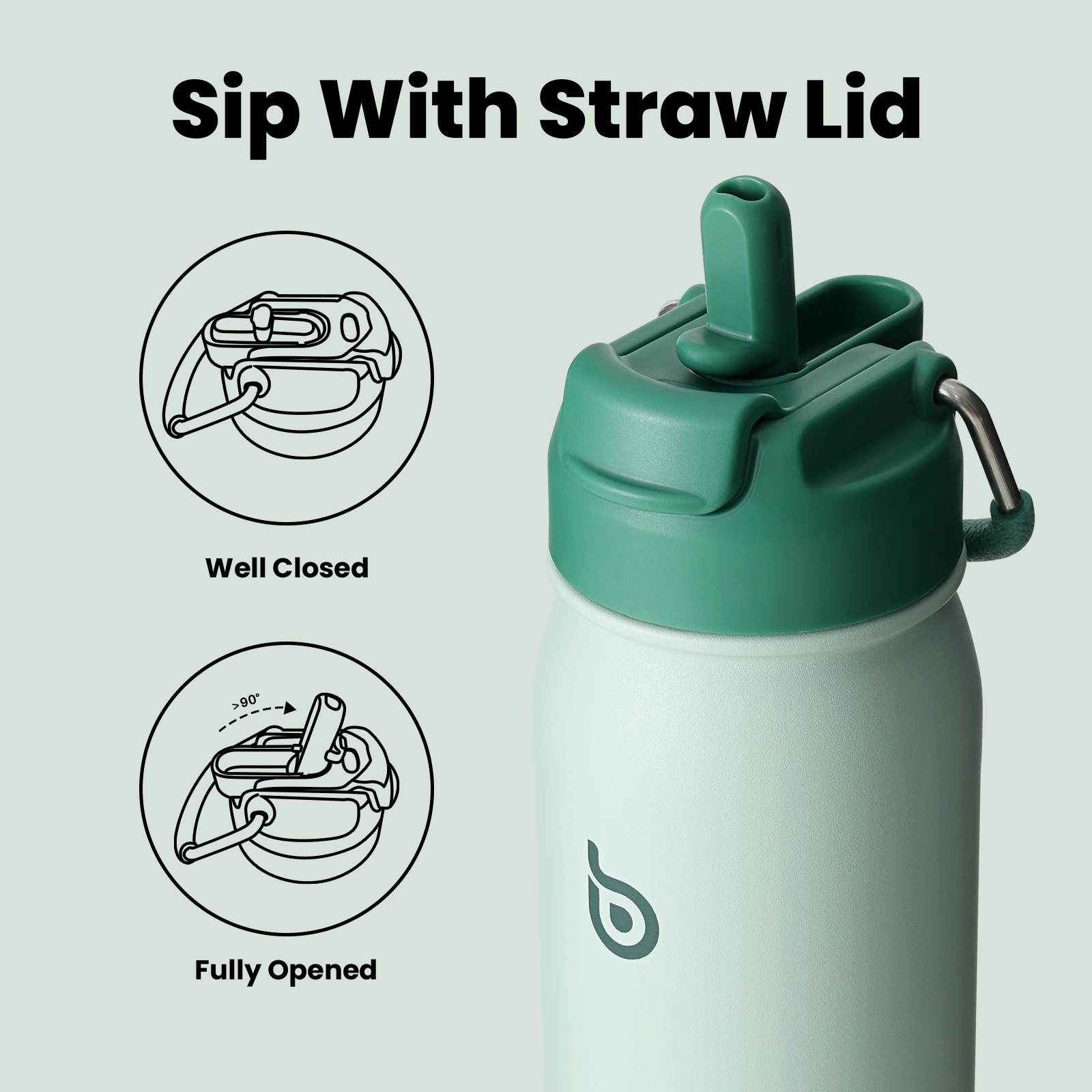 16 oz sports water bottle stainless steel insulated kids water bottle with straw and pills holder for gifts and school