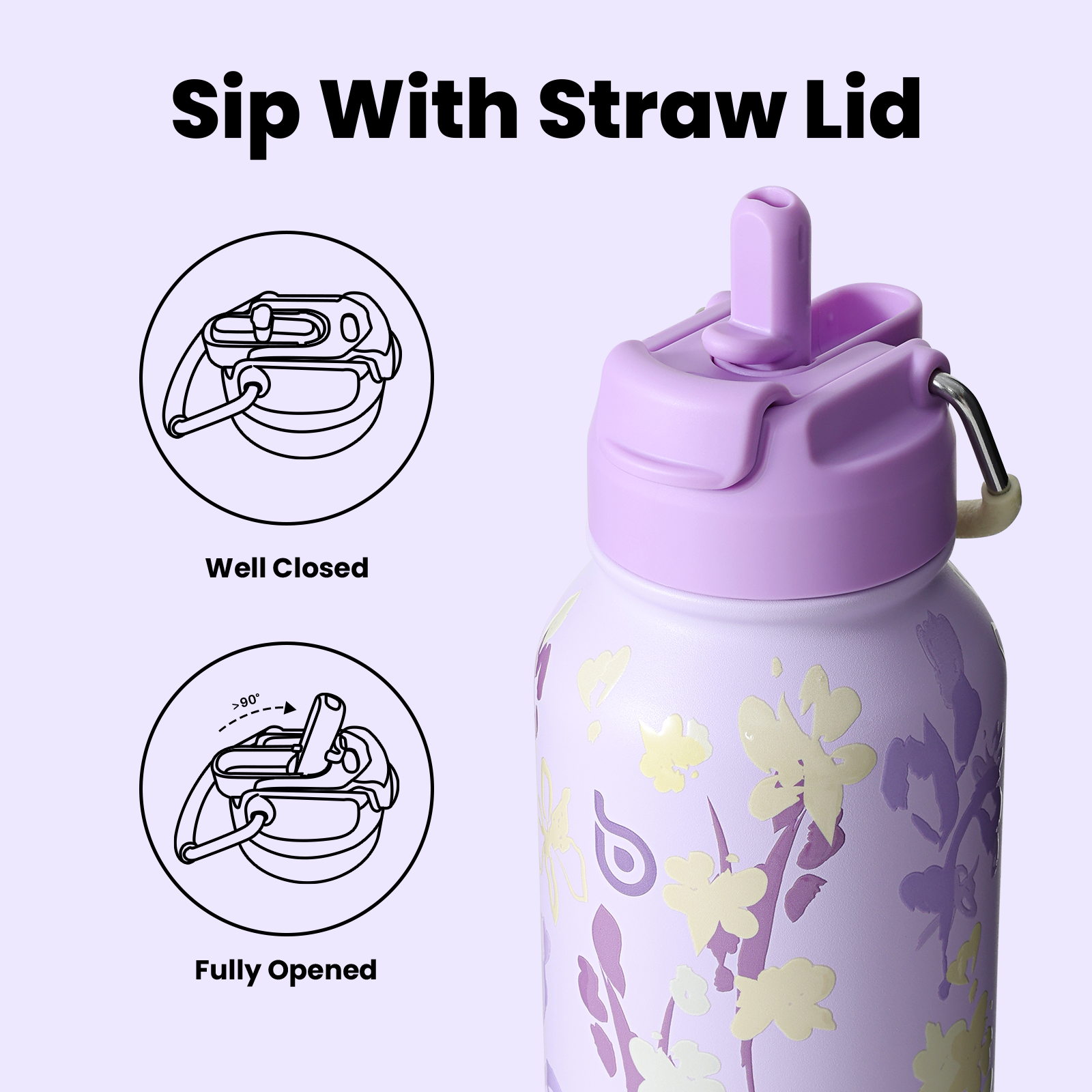 32oz Insulated Water Bottle Stainless Steel Sport Water Bottle with Straw Dual-use Lid Design for Gym with Pill Box