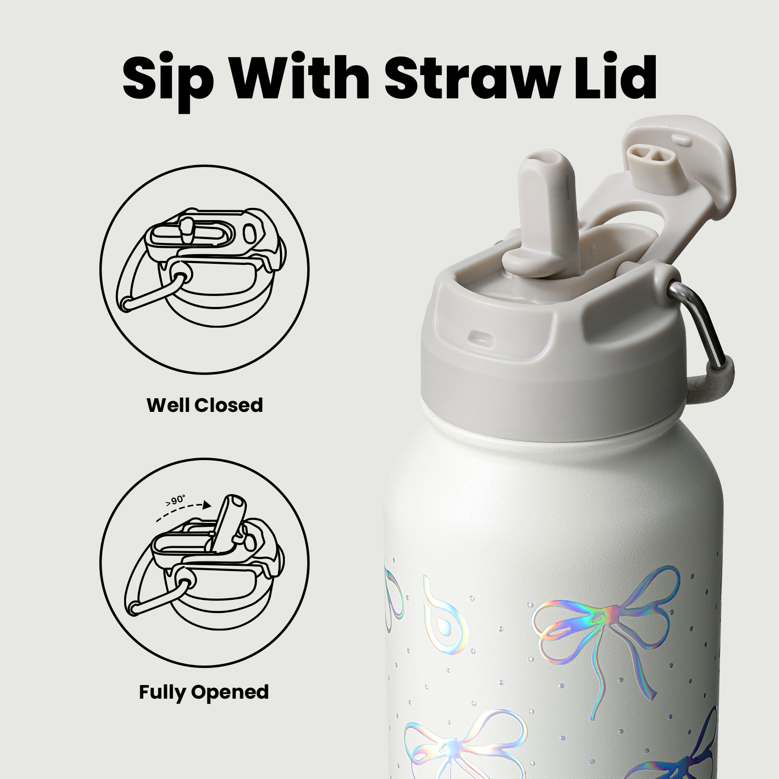 32oz Insulated Water Bottle Stainless Steel Sport Water Bottle with Straw Dual-use Lid Design for Gym with Pill Box